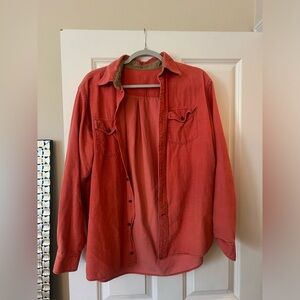 Urban Outfitters coral corduroy button-up